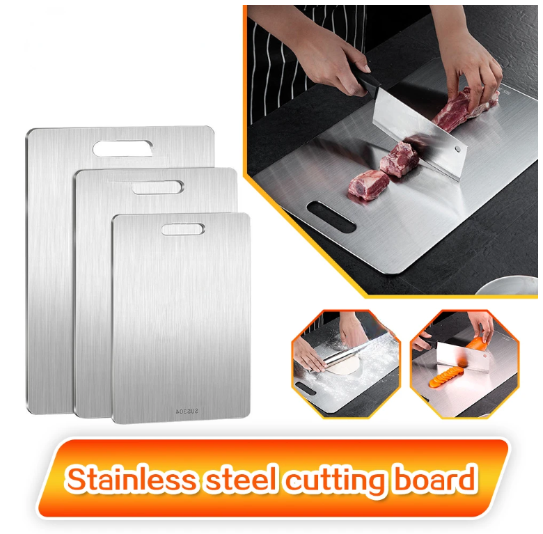 Gambar produk WONDER Alas Potong Sayuran Multifungsi Cutting Board Stainless Steel 25x15cm - W02