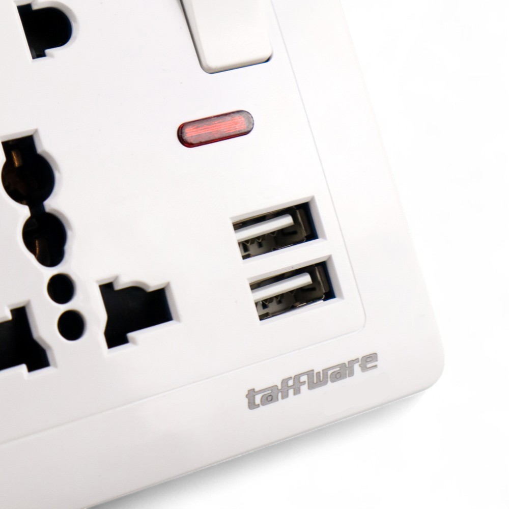 Gambar produk Taffware Stop Kontak Universal UK EU US 2 Port USB On Off Switch - LC-20