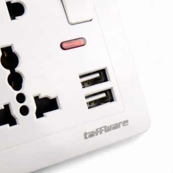 Gambar produk Taffware Stop Kontak Universal UK EU US 2 Port USB On Off Switch - LC-20