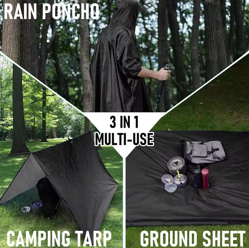 Gambar produk YOWER Jas Hujan 3in1 Ponco Outdoor Military Raincoat Polyester - Y03