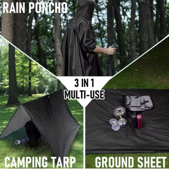 Gambar produk YOWER Jas Hujan 3in1 Ponco Outdoor Military Raincoat Polyester - Y03