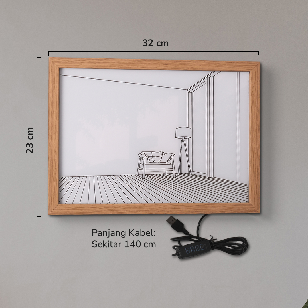 Gambar produk INS Lampu Meja Hias 3D Lukisan Kayu Akrilik 3in1 Color Painting LED Empty Room - DR5W