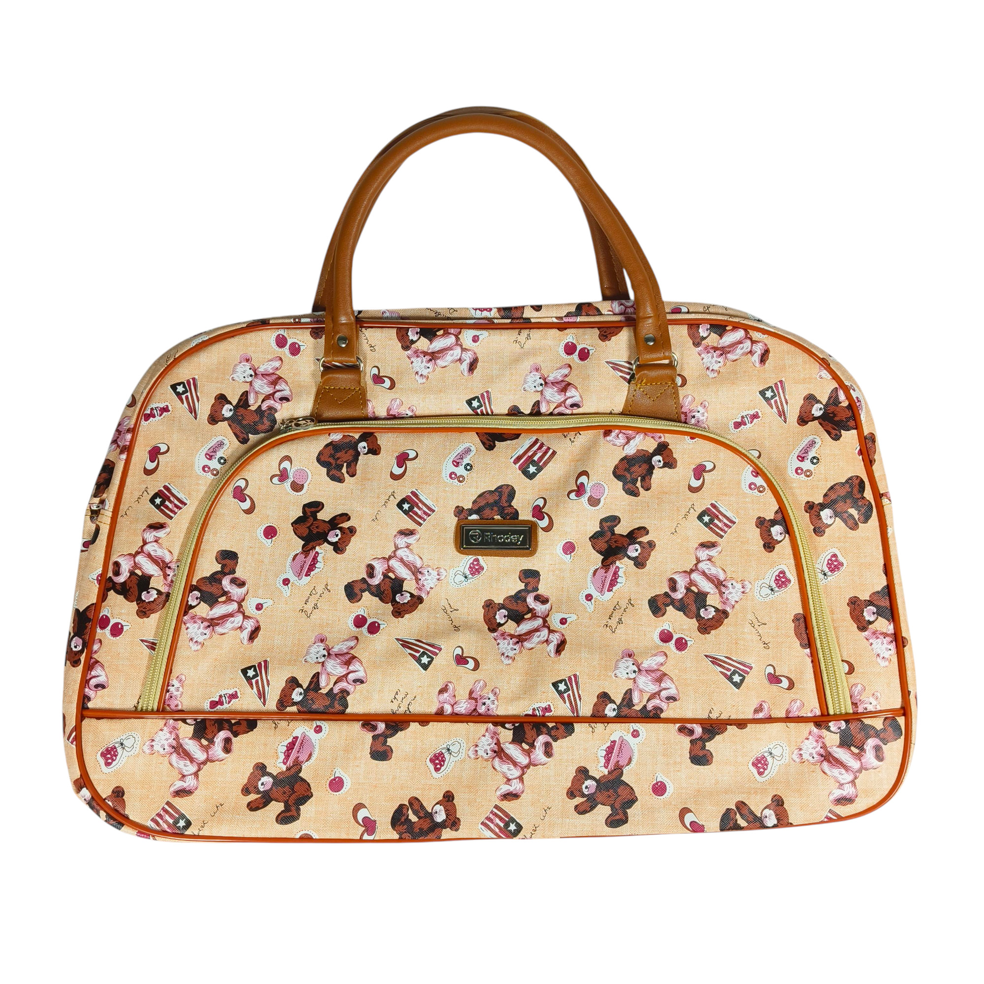 Gambar produk Rhodey RAIMIQI SEMOR Tas Jinjing Duffle Bag PU Leather Unisex 20 Inch Beige Bear - CB001