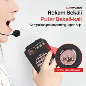 Gambar produk TaffSTUDIO Speaker Pinggang Bluetooth Voice Amplifier 2 Microphone 8W - S25