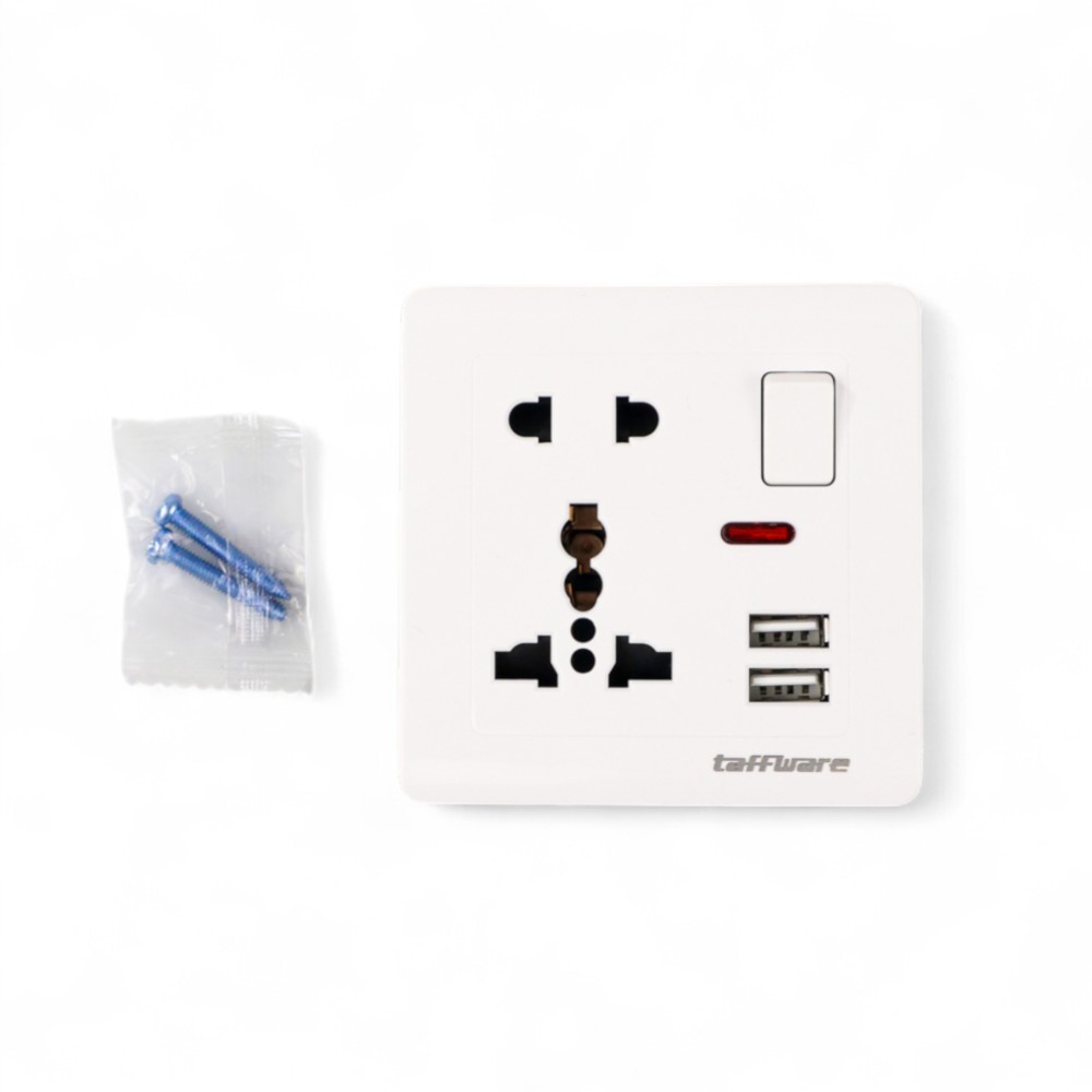 Gambar produk Taffware Stop Kontak Universal UK EU US 2 Port USB On Off Switch - LC-20