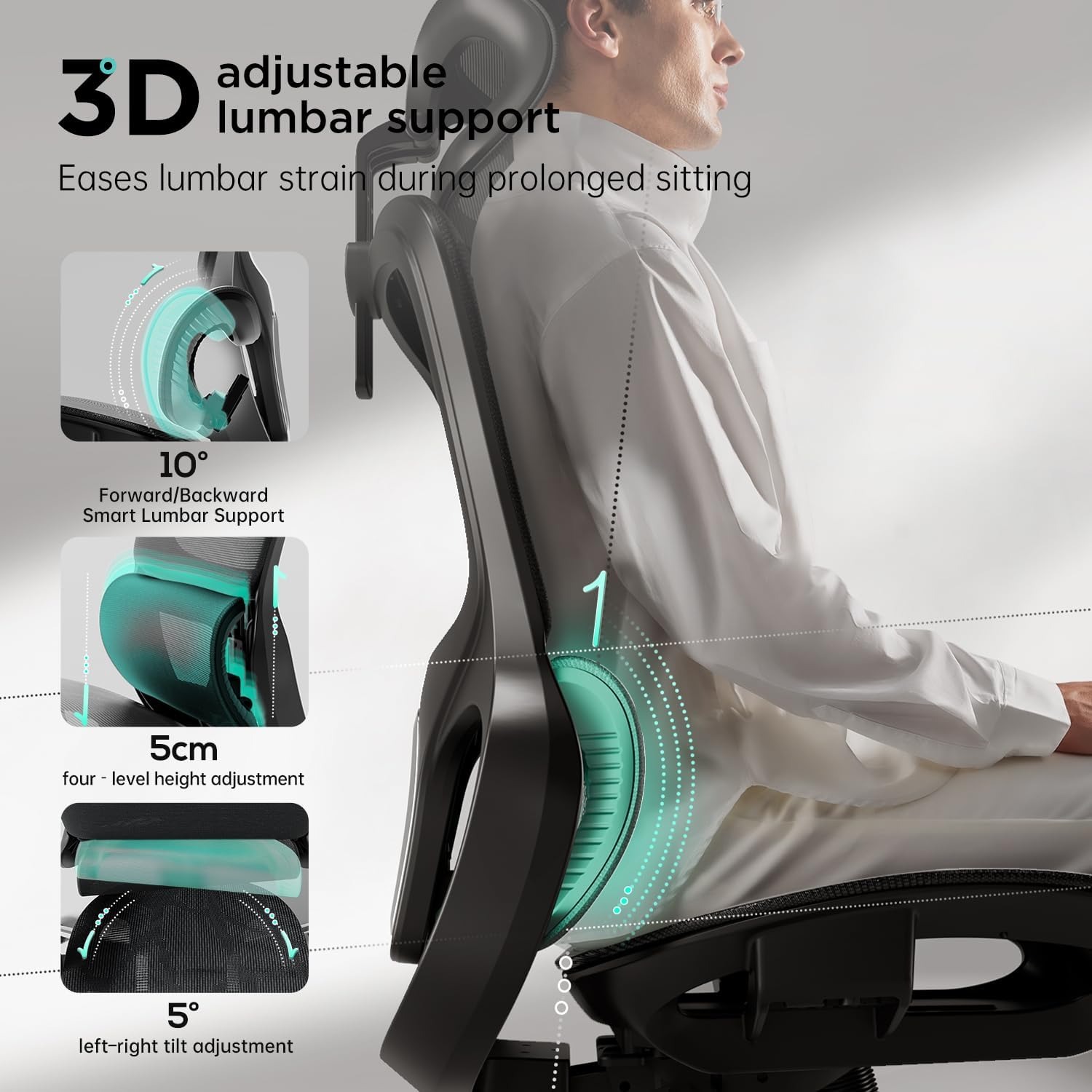 Gambar produk HBADA Kursi Kantor Office Chair 3D Lumbar Support Flexible Armrest - P2 Pro