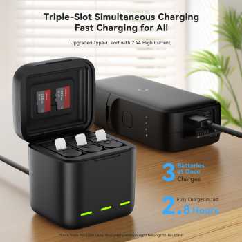 Gambar produk TELESIN Charger Baterai Box GoPro Hero 13 3 Slot 2.4A - S0-BCG-10-TGP