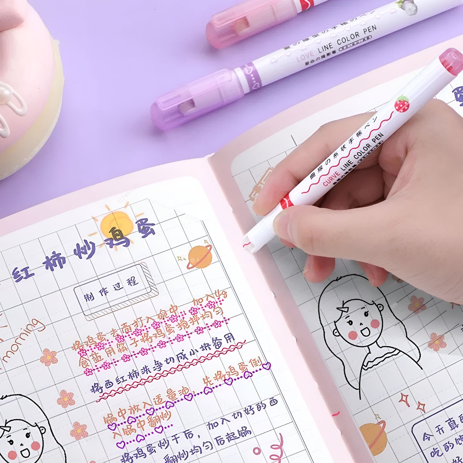 Gambar produk Xuanxuan Pena Spidol Renda Flower Line Shape Highlighter Pen 6PCS - DM-7006-8