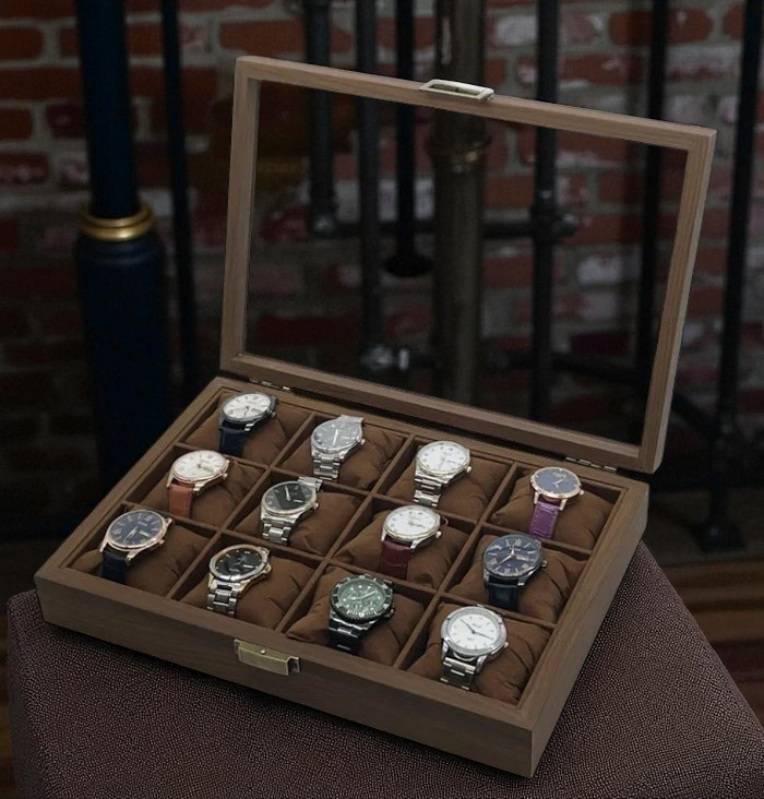 Gambar produk LuWei Kotak Penyimpanan Jam Tangan Storage Organizer Watch Box 12 Grid - SKW154-FG