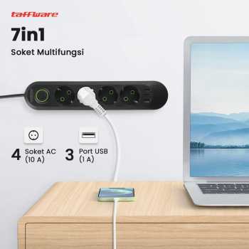 Gambar produk Taffware Stop Kontak USB Port EU Plug 10A 110-250V 2500W 4 Lubang - QL-1071U / QL-1072U