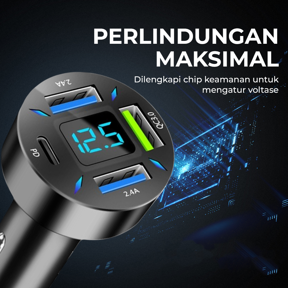 Gambar produk Iriisy Car Charger Mobil Fast Charging PD QC 3.0 USB Type C Port 54W - PD20W