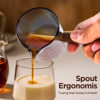 Gambar produk KESOTO Gelas Takar Kopi Espresso Shot Measuring Cup Wooden Glass 120ml - KS21