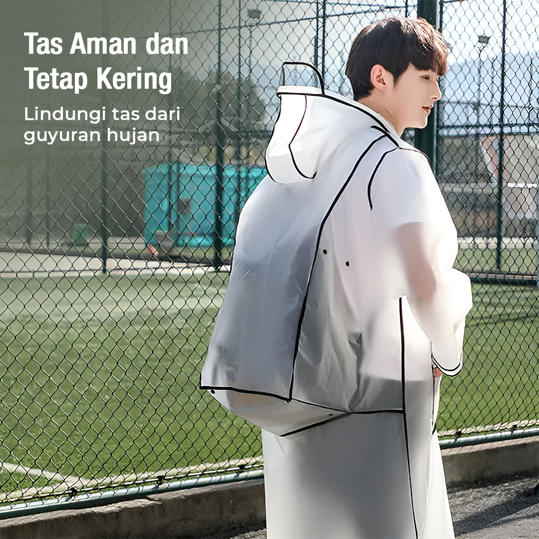 Gambar produk FJUN Jas Hujan Portable Raincoat Transparent Poncho with Hood L - FJ300