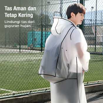 Gambar produk FJUN Jas Hujan Portable Raincoat Transparent Poncho with Hood L - FJ300