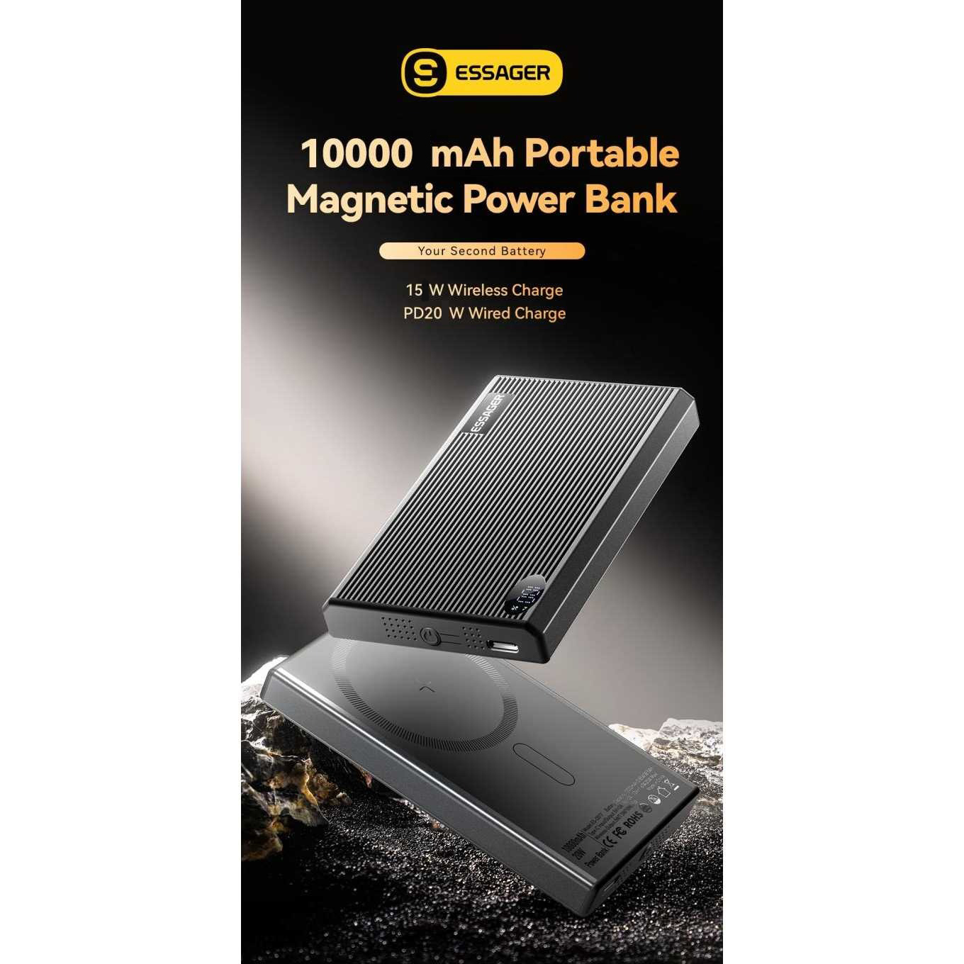Gambar produk ESSAGER Power Bank Wireless Charging Ultra Thin Fast Charging 10000mAh - ES-D017