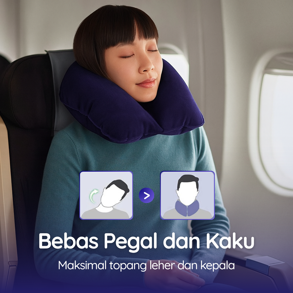 Gambar produk Bantal Leher Travel Angin Earplug Eyemask Inflatable Neck Pillow