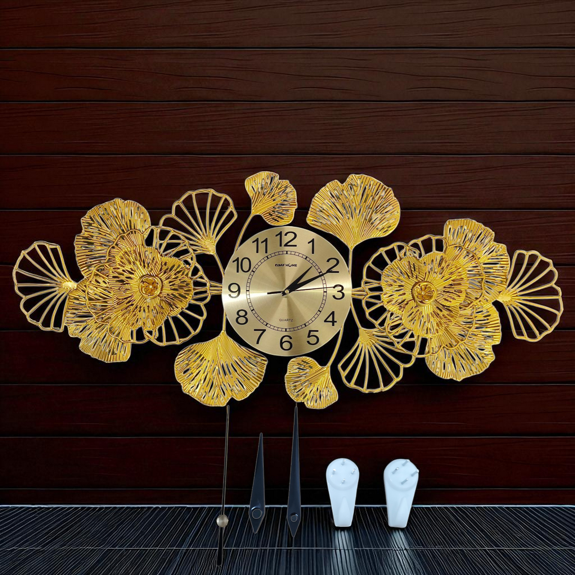 Gambar produk TaffHOME Jam Dinding Besi Elegan Ginkgo Biloba Silent Movement 92.5cm - 2143