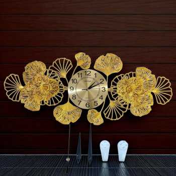 Gambar produk TaffHOME Jam Dinding Besi Elegan Ginkgo Biloba Silent Movement 92.5cm - 2143