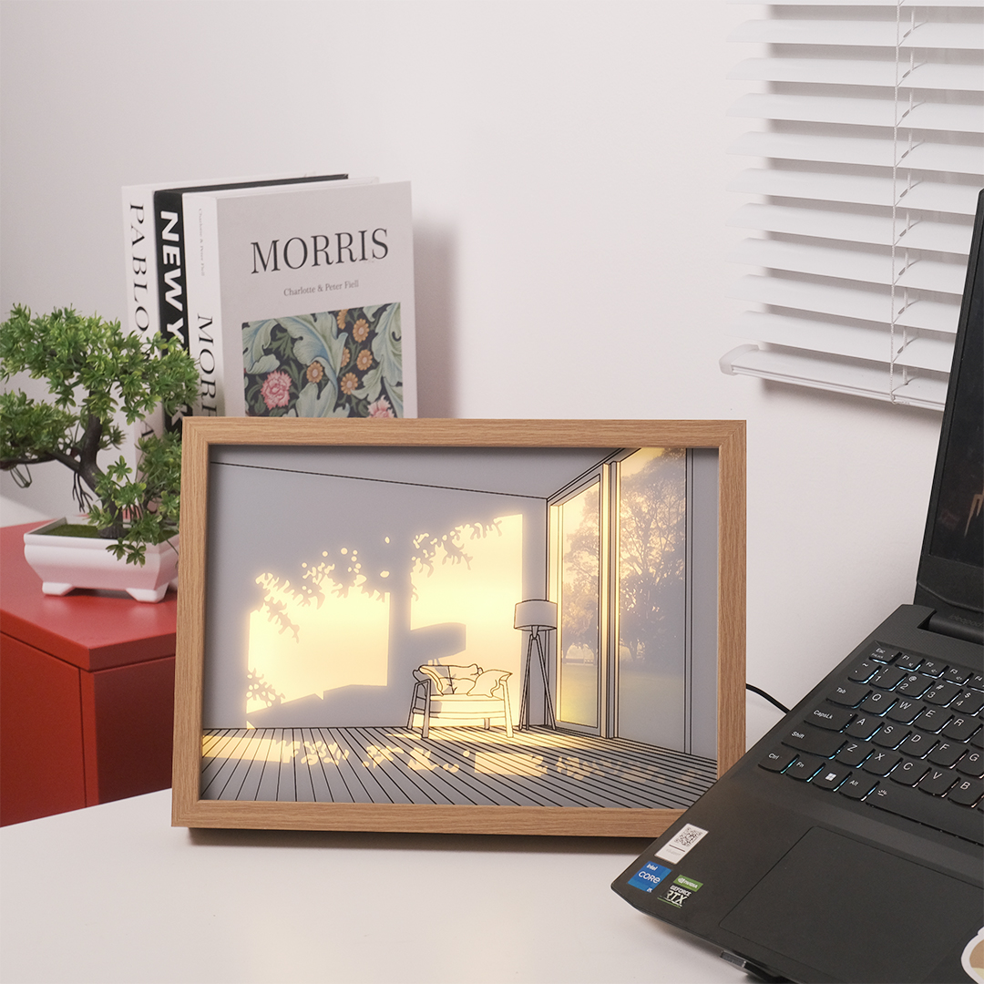 Gambar produk INS Lampu Meja Hias 3D Lukisan Kayu Akrilik 3in1 Color Painting LED Empty Room - DR5W