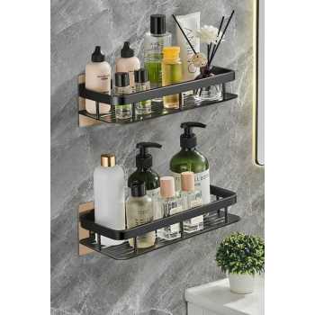Gambar produk TaffHOME Rak Gantung Kamar Mandi Organizer Rack Aluminium 2 PCS - SHR241