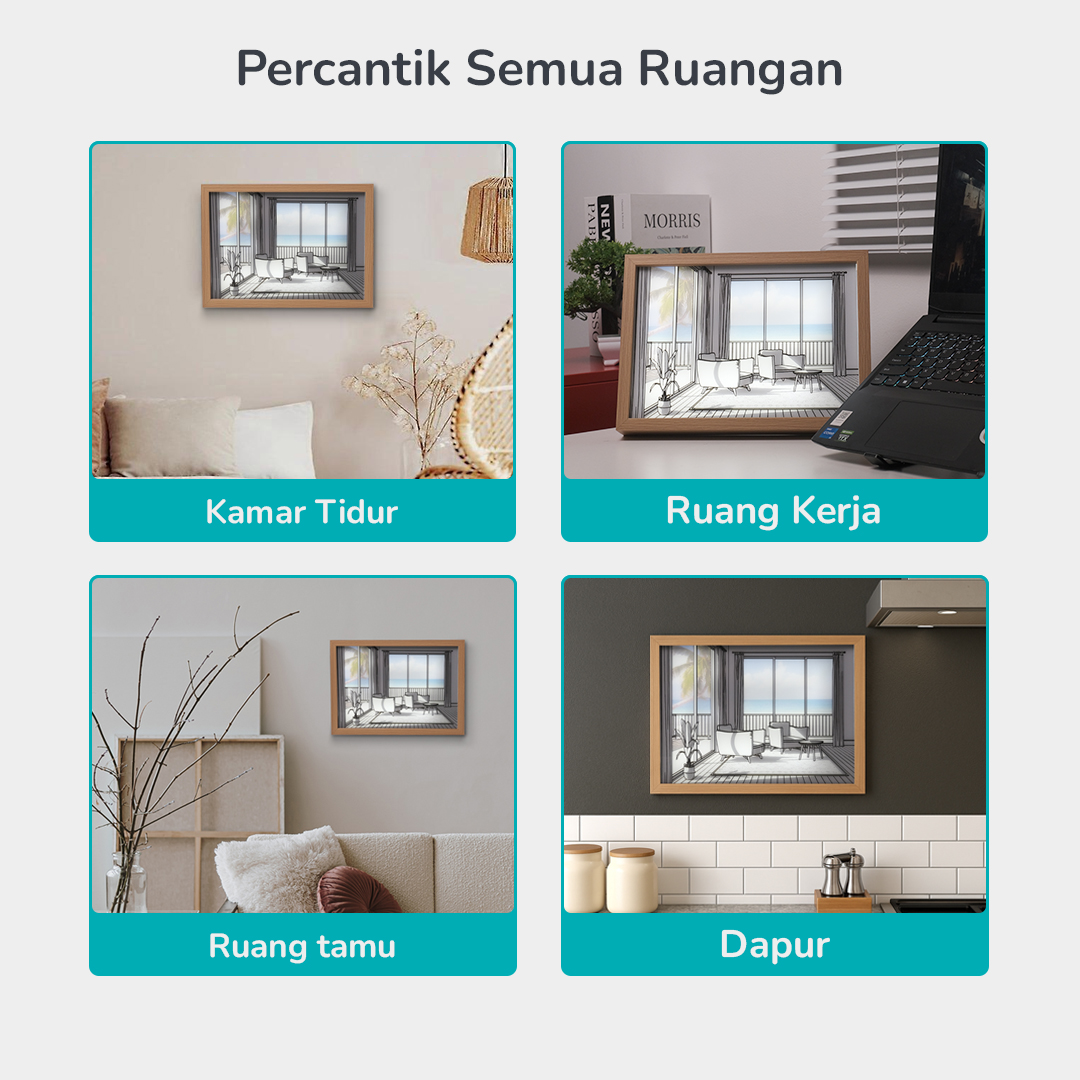 Gambar produk INS Lampu Meja Hias 3D Lukisan Kayu Akrilik 3in1 Color Painting LED Seaside - DR5W