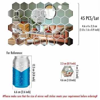 Gambar produk AKROR Sticker Cermin Akrilik Tempel Dinding Dekorasi 3D 45 PCS - A045