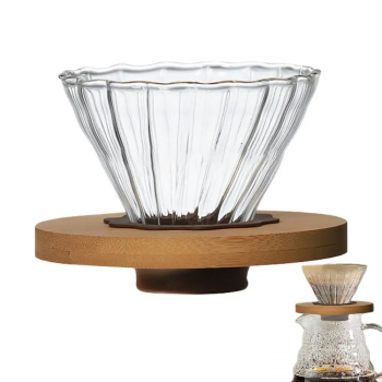 Gambar produk FMA Filter Penyaring Kopi V60 Coffee Filter Walnut Wood Bracket Diagonal - FM-VWN