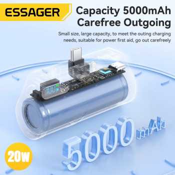 Gambar produk ESSAGER Power Bank Kapsul Mini 2in1 Type C Lightning PD 20W 5000mAh - QH-185