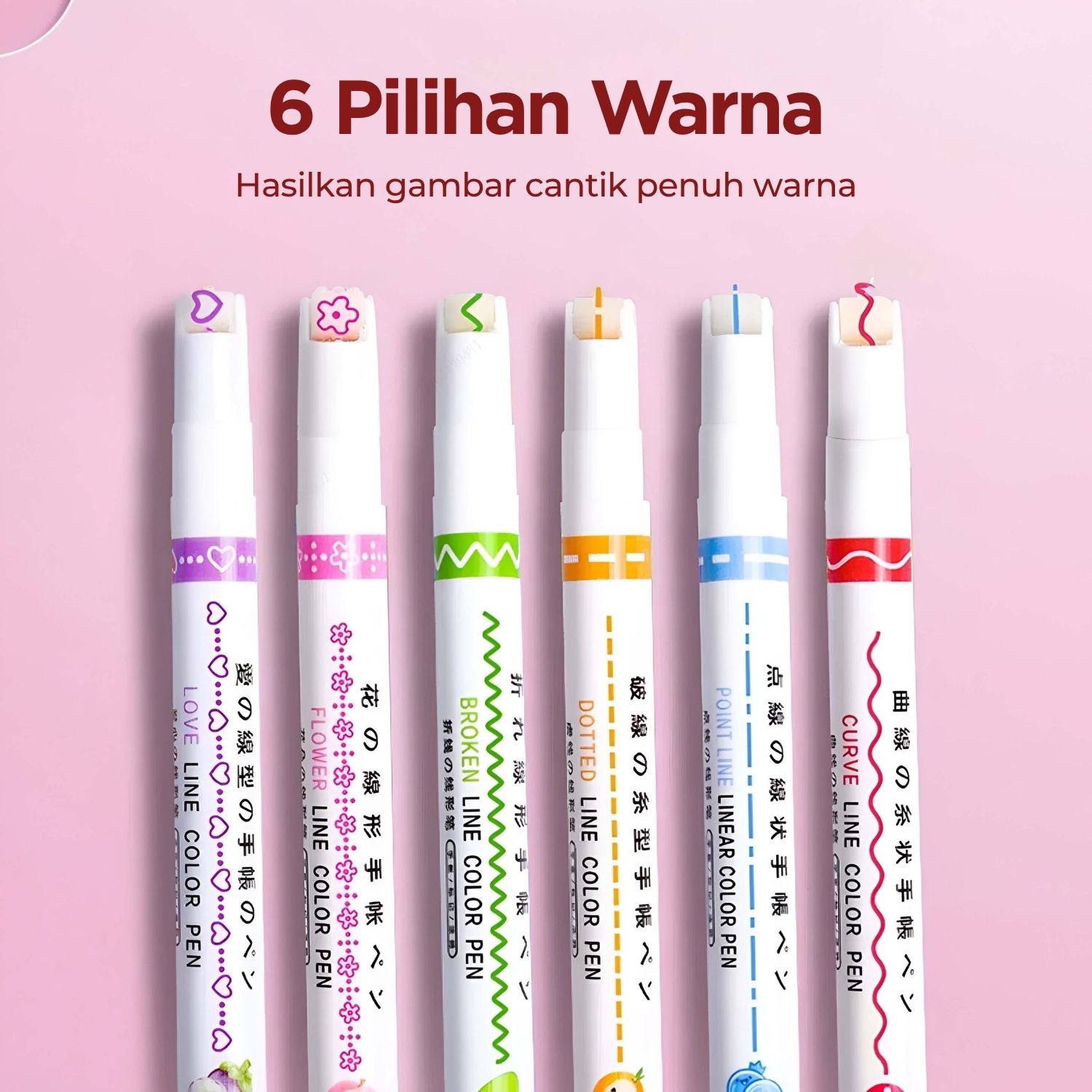 Gambar produk Xuanxuan Pena Spidol Renda Flower Line Shape Highlighter Pen 6PCS - DM-7006-8
