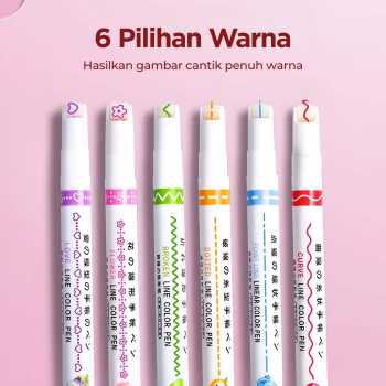 Gambar produk Xuanxuan Pena Spidol Renda Flower Line Shape Highlighter Pen 6PCS - DM-7006-8