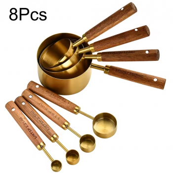 Gambar produk FOPME Sendok Takar Measuring Cups Spoons Baking Stainless Steel 8PCS - FM1