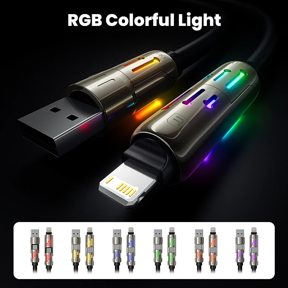 Gambar produk Toocki Kabel Data 4in1 Fast Charging USB A Type C Lightning 240W 2M - TQ-X103