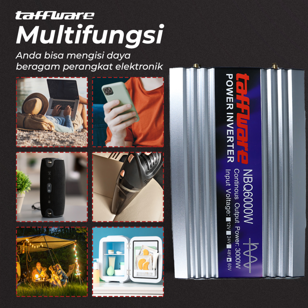 Gambar produk Taffware Power Inverter Mobil Pure Sine Wave DC 60V to AC 220V 6000W - NBQ6000W