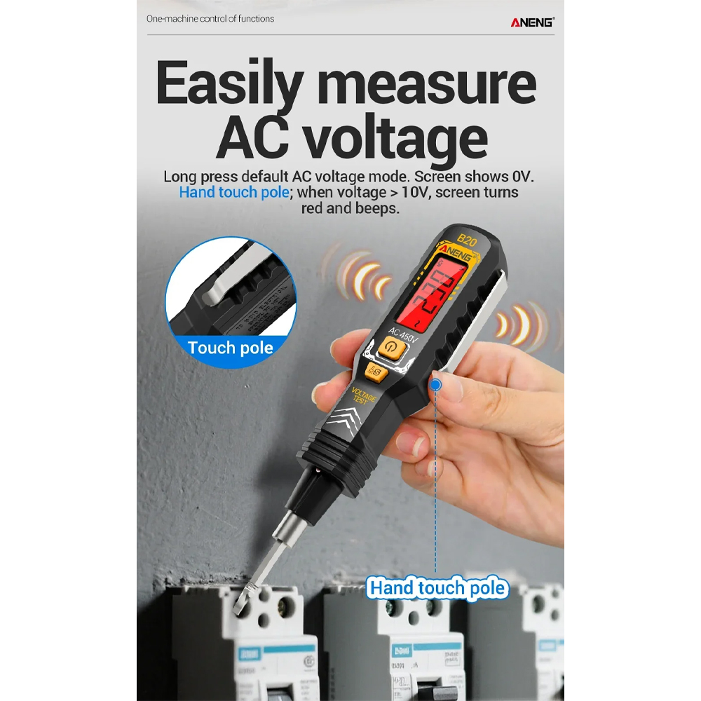 Gambar produk ANENG Obeng Tespen Tester Pen Non Contact Digital Display Alarm - B20