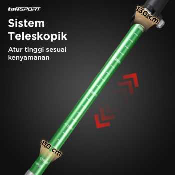 Gambar produk TaffSPORT Tongkat Hiking Lipat Trekking Pole Aluminium Alloy 130cm - TF13