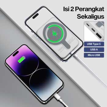 Gambar produk Tollcuudda Power Bank Wireless Magnetic MagSafe PD USB 20W 10000mAh - TC374