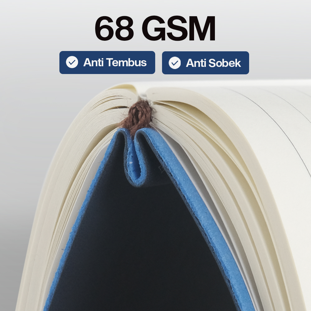 Gambar produk Toddi Buku Jurnal Leather Notebook Diary 68GSM 200 Halaman Grid A6 - CW-5026