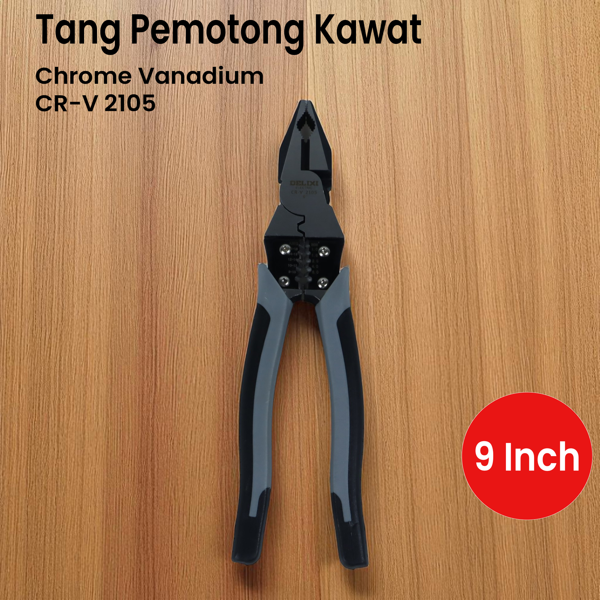 Gambar produk DELIXI Tang Pemotong Kawat CRV Multifungsi Wire Cutter 9 Inch - 2105