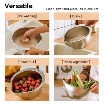 Gambar produk WONDER Pencuci Beras Rice Washer Strainer Bowl Stainless Steel - WD2