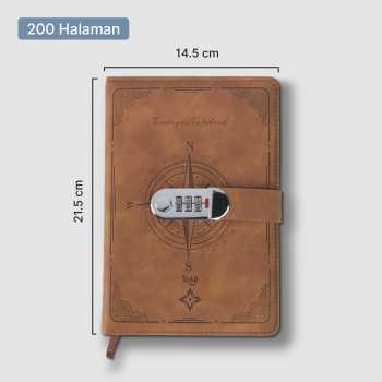 Gambar produk Toddi Buku Jurnal Leather Diary 200 Halaman Grid A5 with Lock - TD22