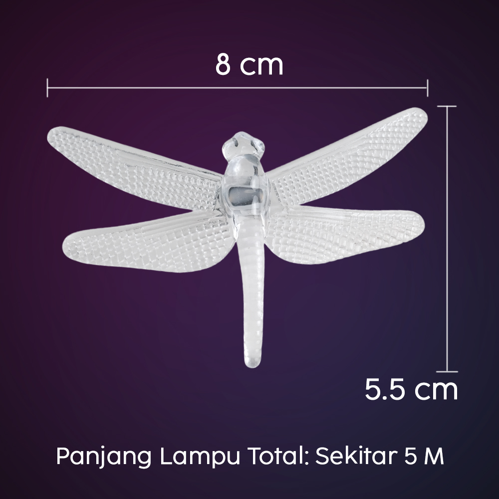 Gambar produk YUSHILED Lampu Hias String Lights Dragonfly Solar Panel IP65 8 Modes 20 LED - M088