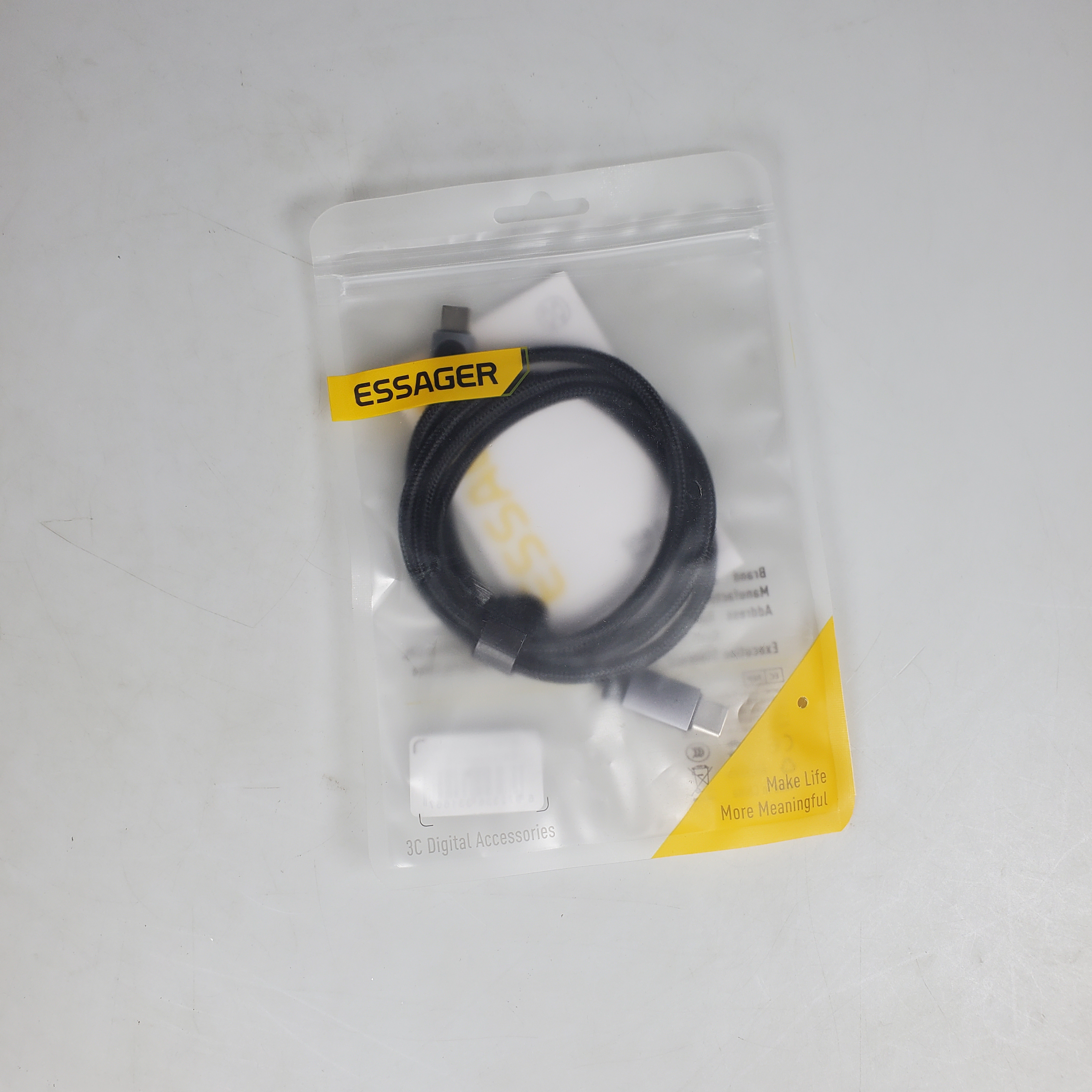 Gambar produk ESSAGER Kabel Data USB Type C Fast Charging LED Display Braided 100W 1M - ES-X64