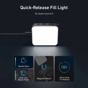 Gambar produk TELESIN Quick Release Mini Fill Light for DJI Osmo Action 3/4/5 Pro - S5-BGD-08-TDJ