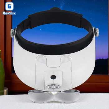GORELAX Kaca Pembesar Headband Reparasi Magnifier with 2 LED 5 Lens 6X - MG81001-G