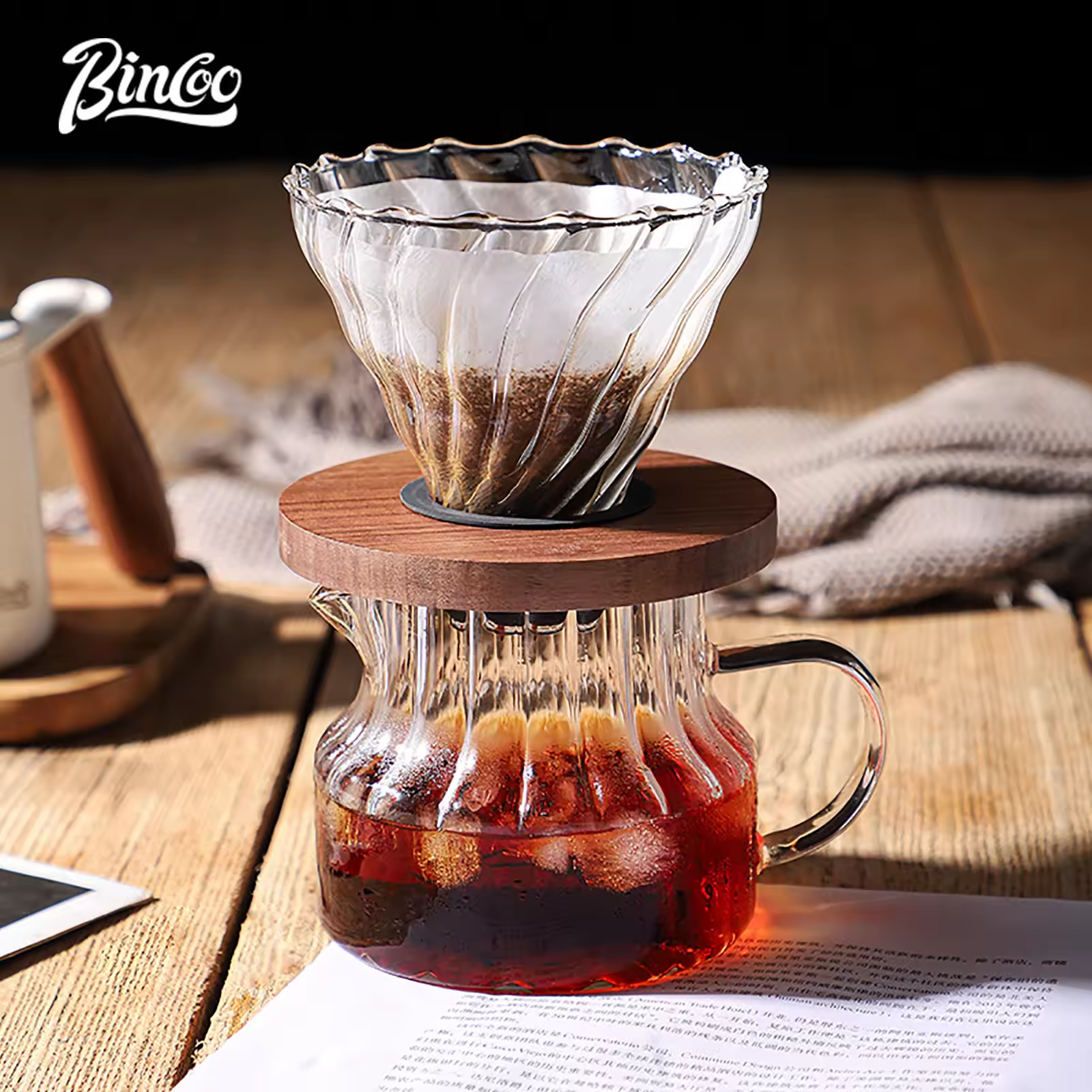 Gambar produk Bincoo Pour Over Coffee Server Borosilicate Glass Carafe 500ml - B-5ML