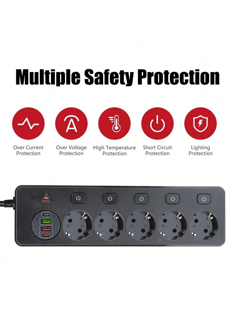 Gambar produk PUJIMAX Stop Kontak Power Strip Colokan Listrik USB 250V 3250W 5 Plug - BKL-505EU