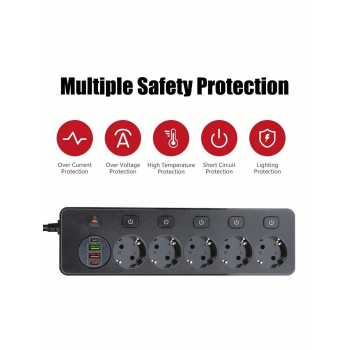 Gambar produk PUJIMAX Stop Kontak Power Strip Colokan Listrik USB 250V 3250W 5 Plug - BKL-505EU