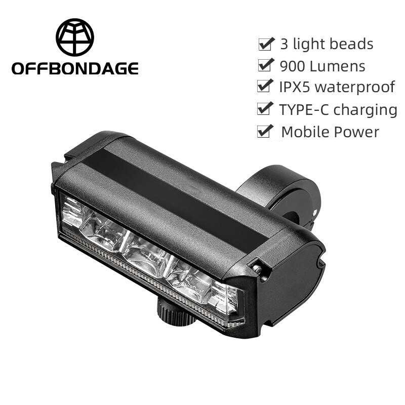 Gambar produk OFFBONDAGE Lampu Sepeda Waterproof Rechargeable 2000mAh 900 Lumens - EOS610