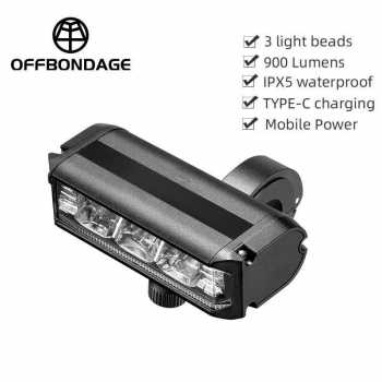 OFFBONDAGE Lampu Sepeda Waterproof Rechargeable 2000mAh 900 Lumens - EOS610