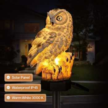 OOBEST Lampu Taman Hias Burung Hantu Waterproof Solar Panel Warm White - SG15S